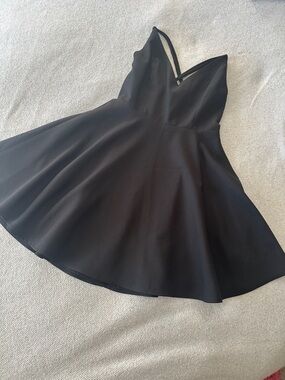 Classic Black Mini Dress with V-Neck and Thin Straps